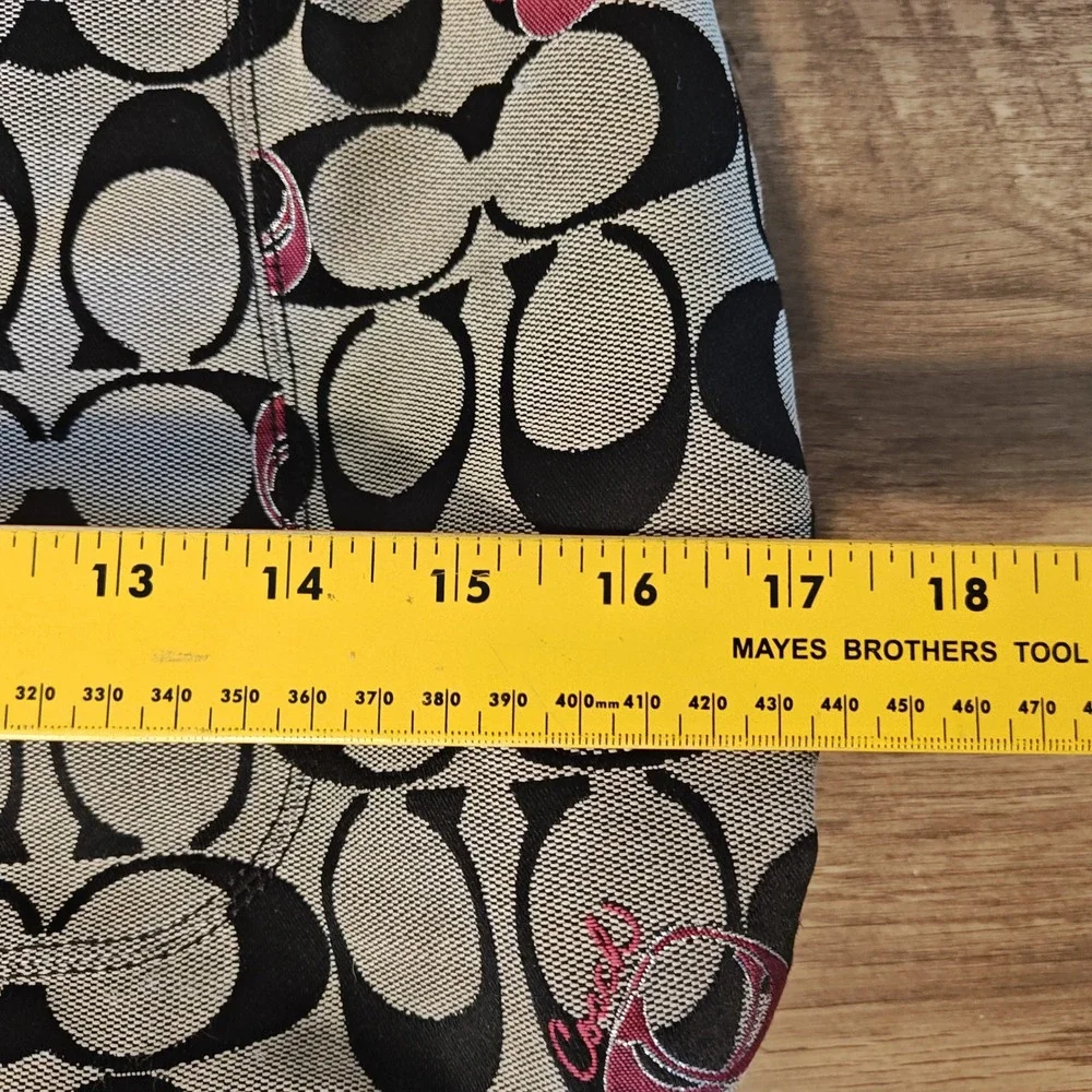 Coach Poppy Signature Heart Tote Women Large Black Grey Pink 18711 Canvas Bag